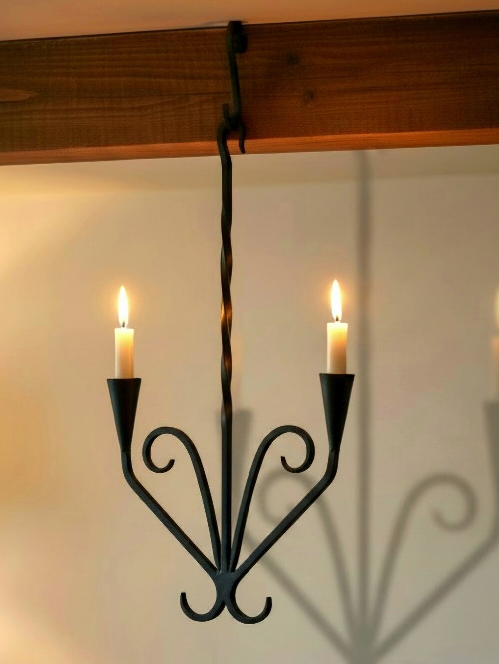Hand Forged Wrought Iron Candelabra  Rustic Taper Candle Holder Double Arm